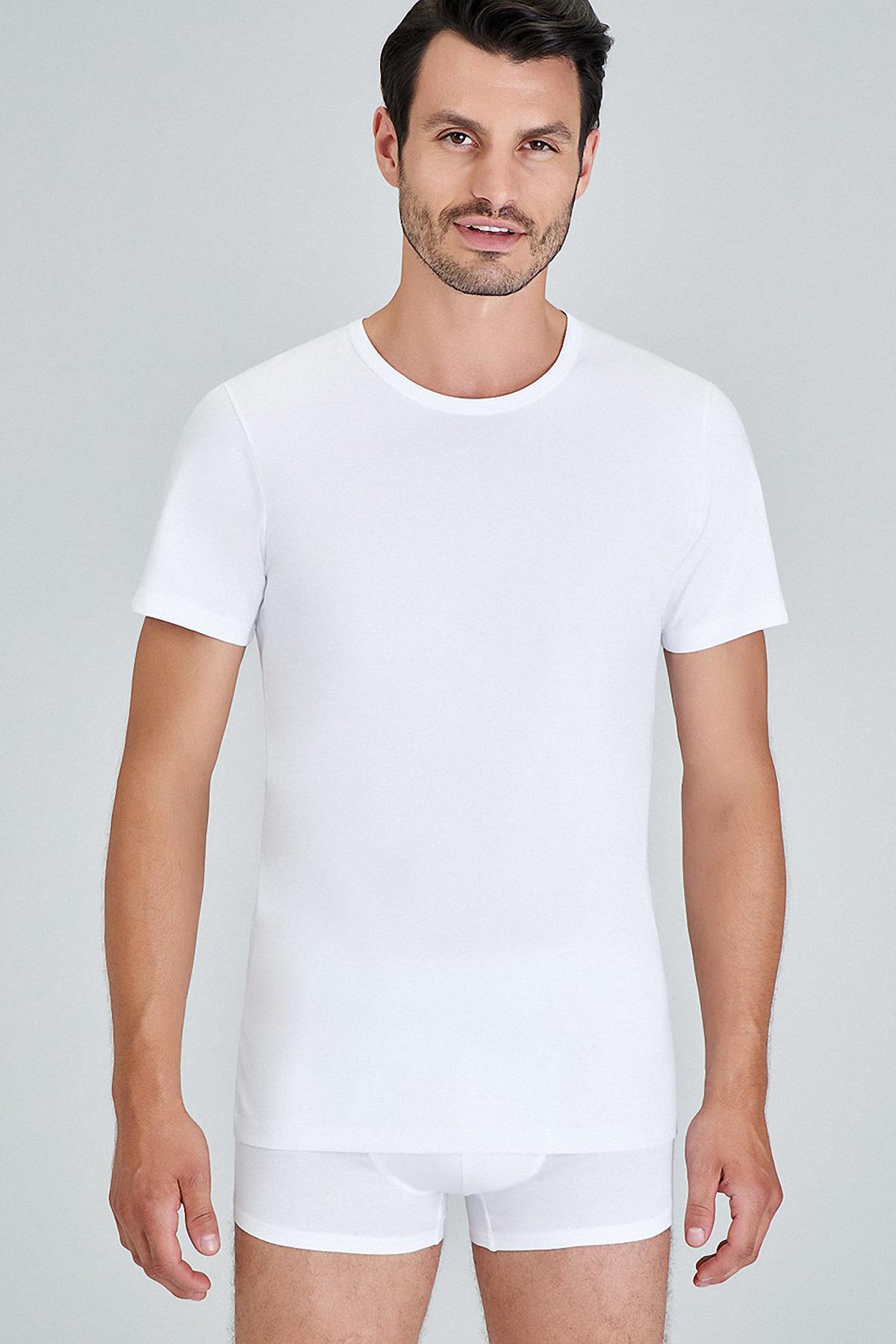Kom Kısa Kol Koton Modal Erkek Fanila Tişört Hulio 2Li T-Shirt