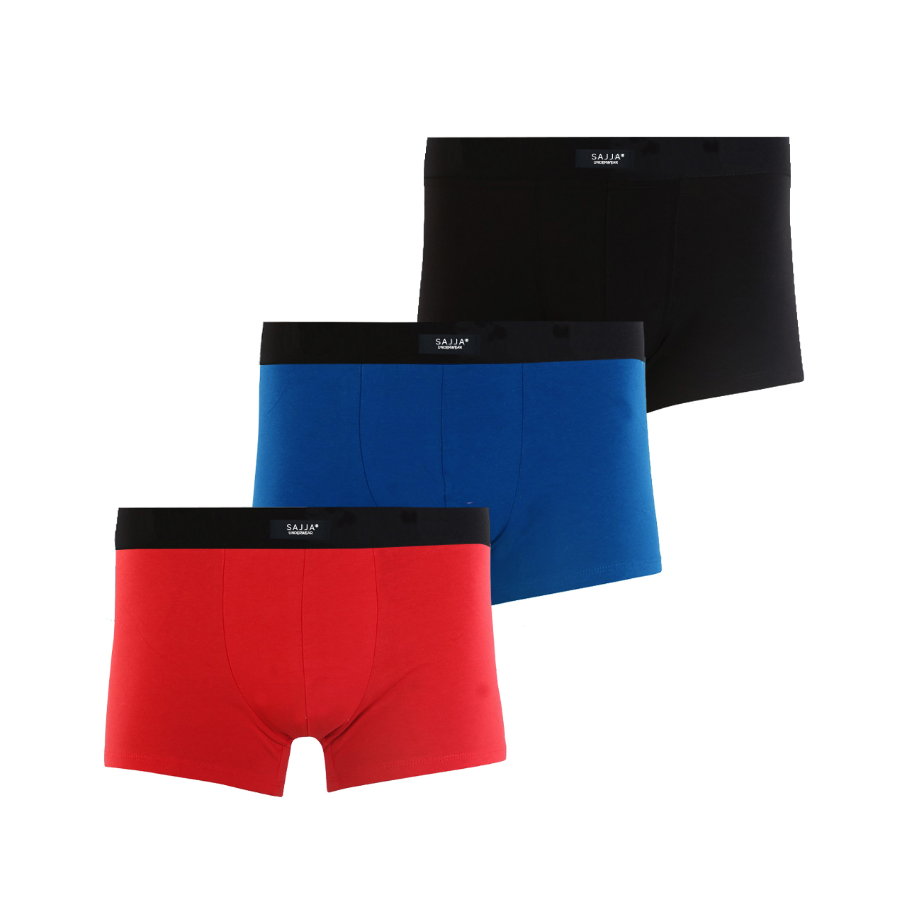 SAJJA Underwear 3'lü Kırmızı - Saks Mavisi - Siyah Erkek Boxer