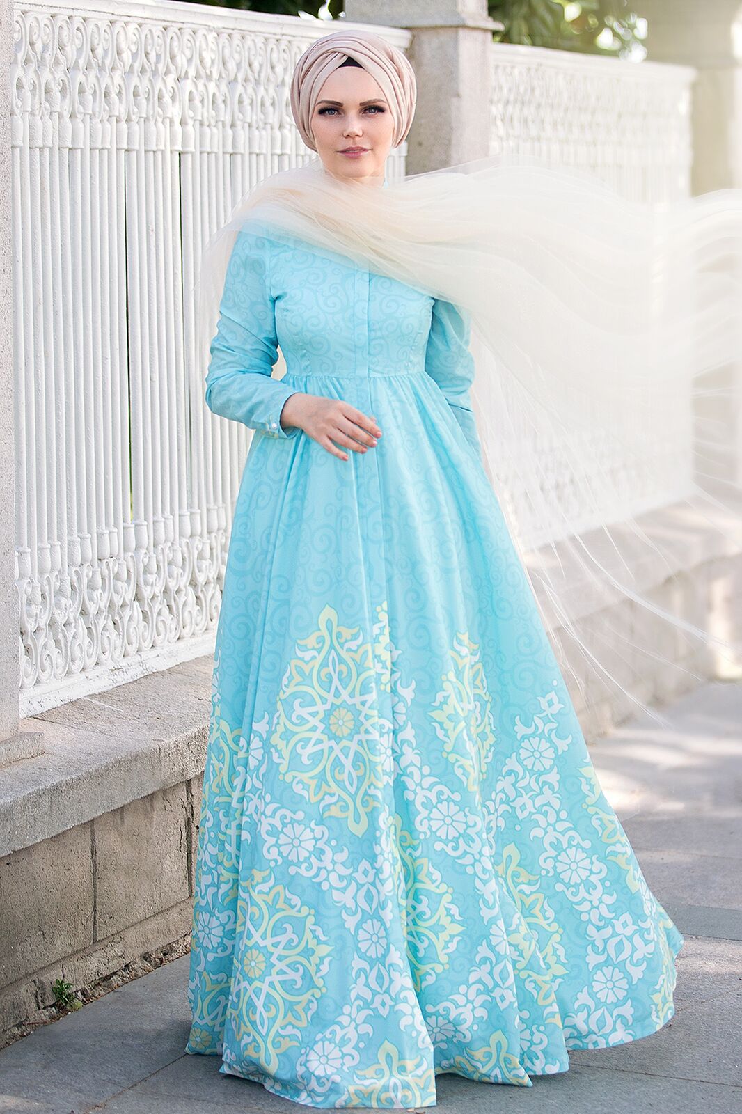 Tesettür Giyim-Muslima Wear-Mint Breeze Elbise