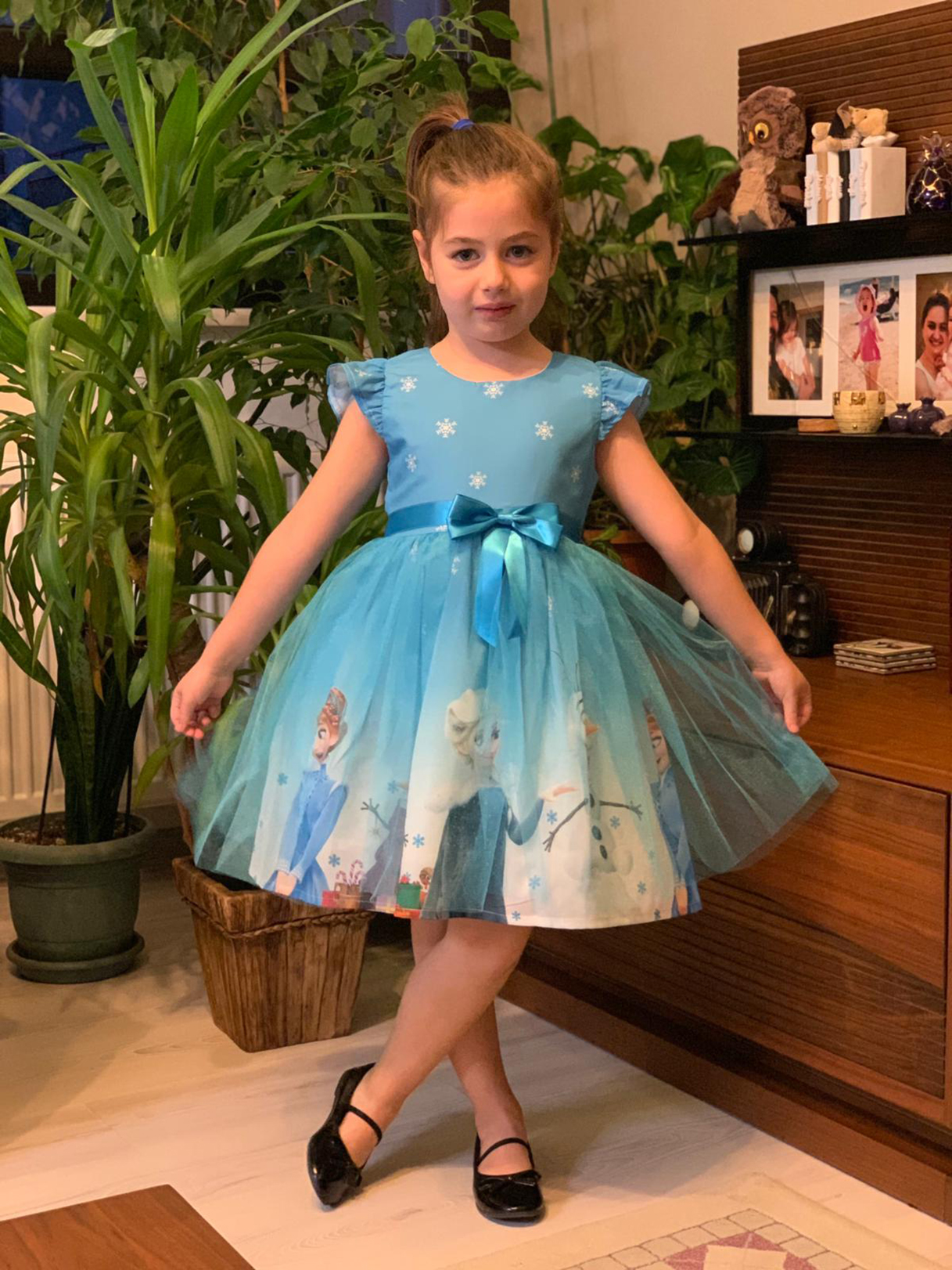 Jack Fruit 3-7 Kız Çocuk Elsa Kostümü Karlar Ülkesi Prensesi Elsa Elbise