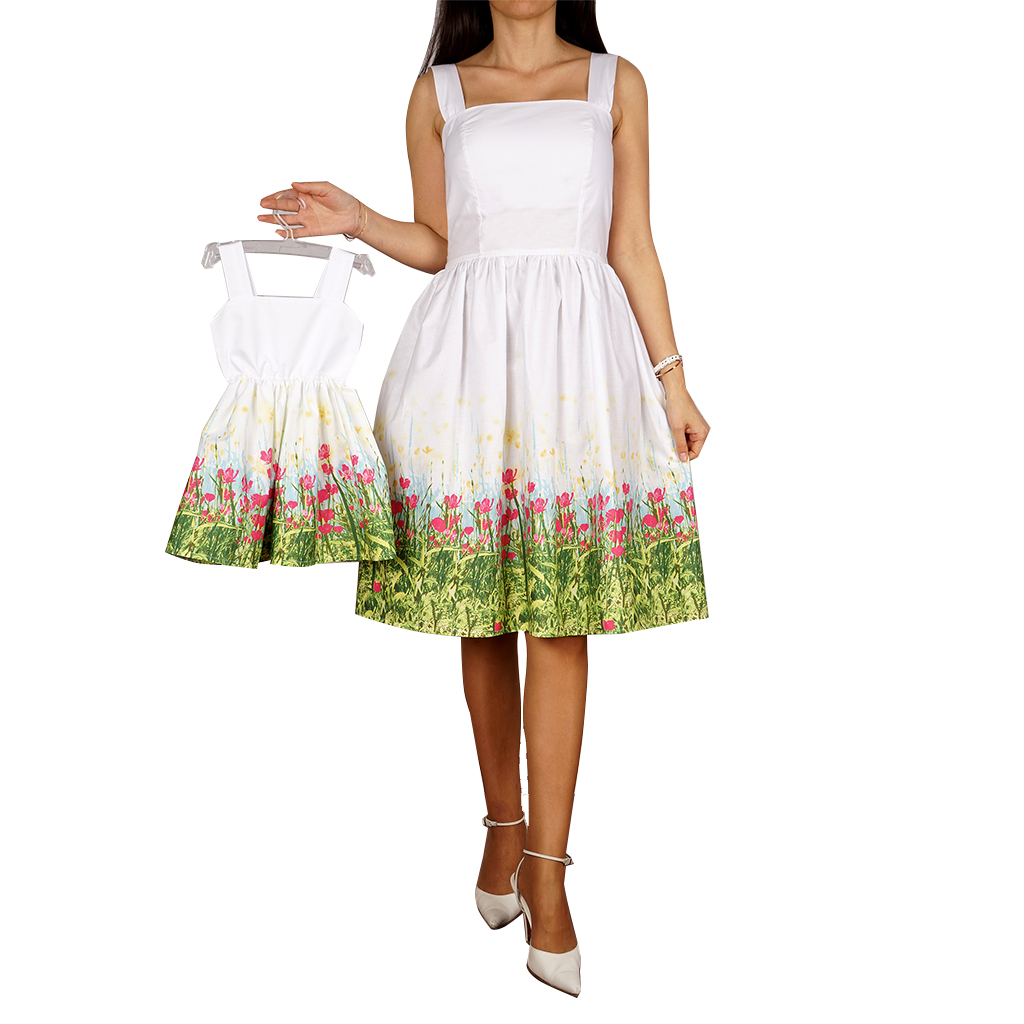 Hotice Anne Kız Çiçekli Askılı Yazlık Elbise İkili Takım
