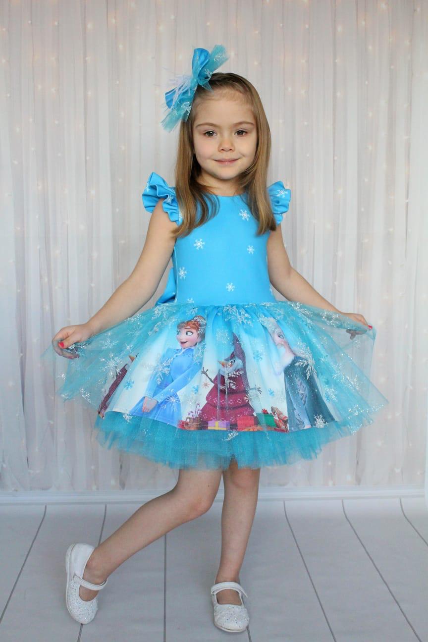 Kız Çocuk Elsa Karlar Ülkesi Parti Elbisesi