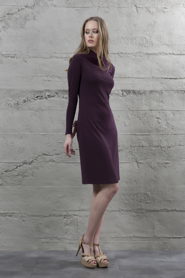 Mela D'oro   DW-LO Yüksek Yaka  Uzun Kollu Elbise 4 Farklı Renkte