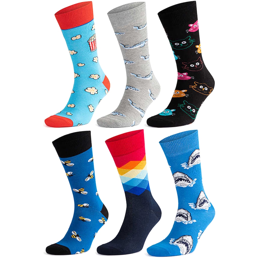 3 Çift Erkek Çorap Neşeli Çorap Renkli Desenli Komik Çoraplar-Standart