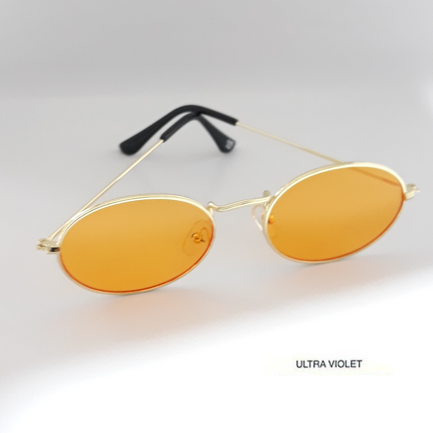 Oval unisex sarı cam güneş gözlüğü