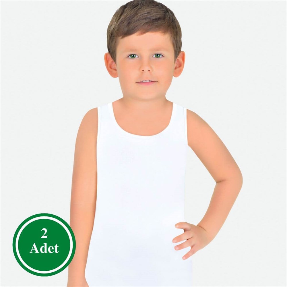 ÖTS Erkek Çocuk 2'li Süprem Atlet Beyaz (7001)