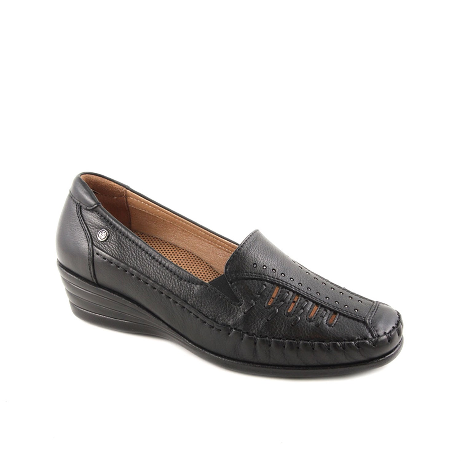 Forelli 3563 Kadın Siyah Deri Comfort Ayakkabı