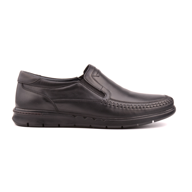derinet Günlük Siyah Bağcıksız Hakiki Deri Comfort Erkek Ayakkabı