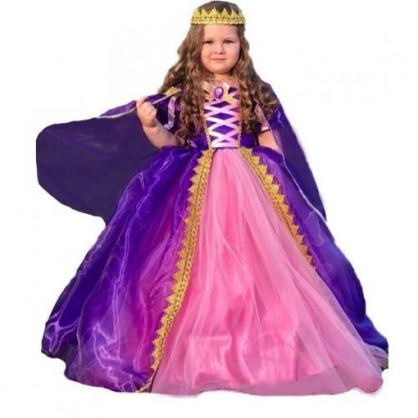 Kostümcü Teyze Kız Çocuk Rapunzel Kostüm