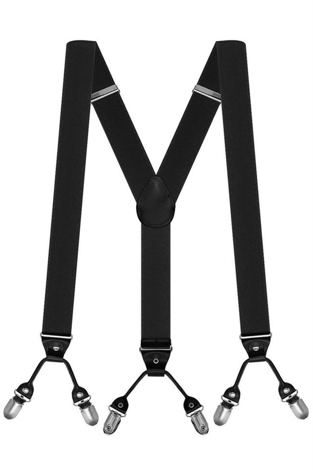 Elrozo Metal 6 Klipsli Unisex Siyah Pantolon Askısı - Tek Ebat