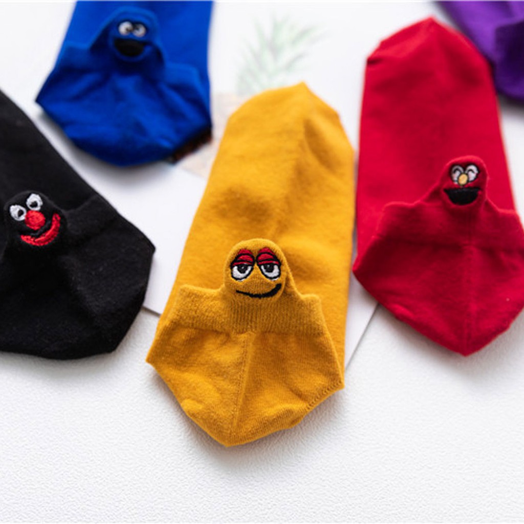 6'lı Paket Çılgın Emoji Nakış İşlemeli Bayan Patik Suba Çorap