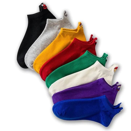 Emojili Patik Çorap 8'li Renkli Paketi Çorap  Ücretsiz Kargo