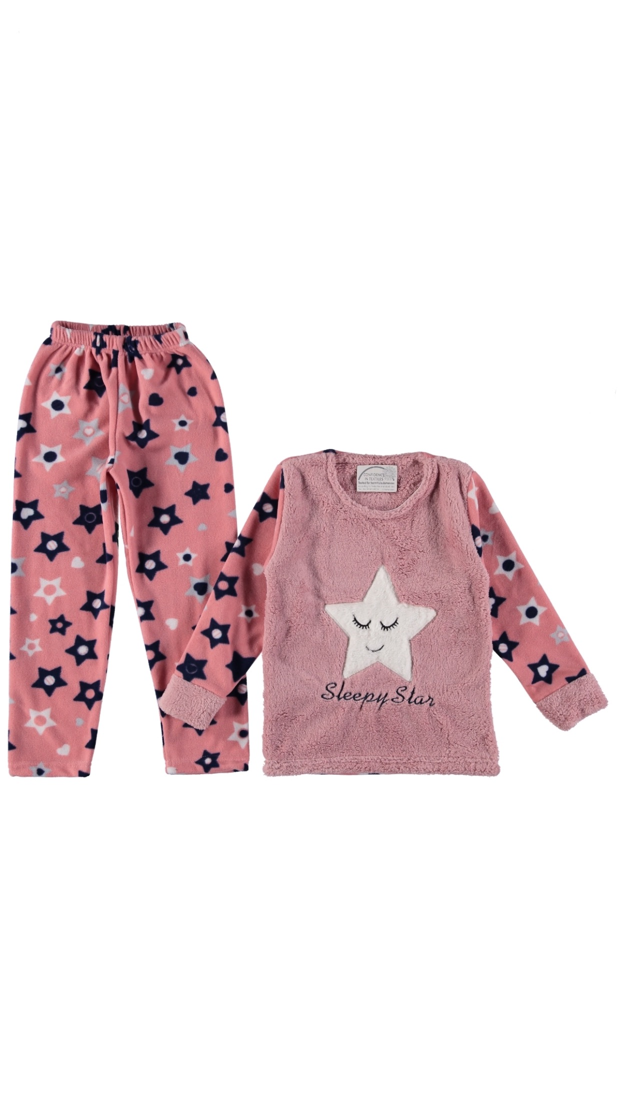 Babexi Kız Çocuk Polar Pijama Takımı Pudra