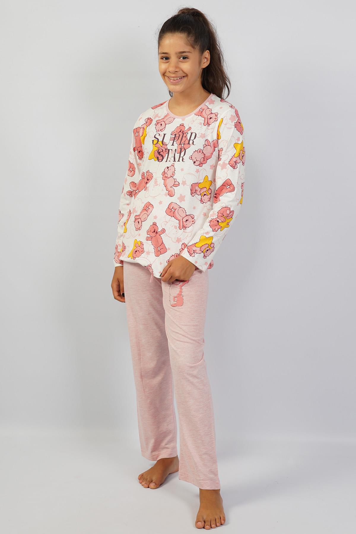 Espuar Genç Kız Super Star Ayıcık Desenli Penye Pijama Takımı