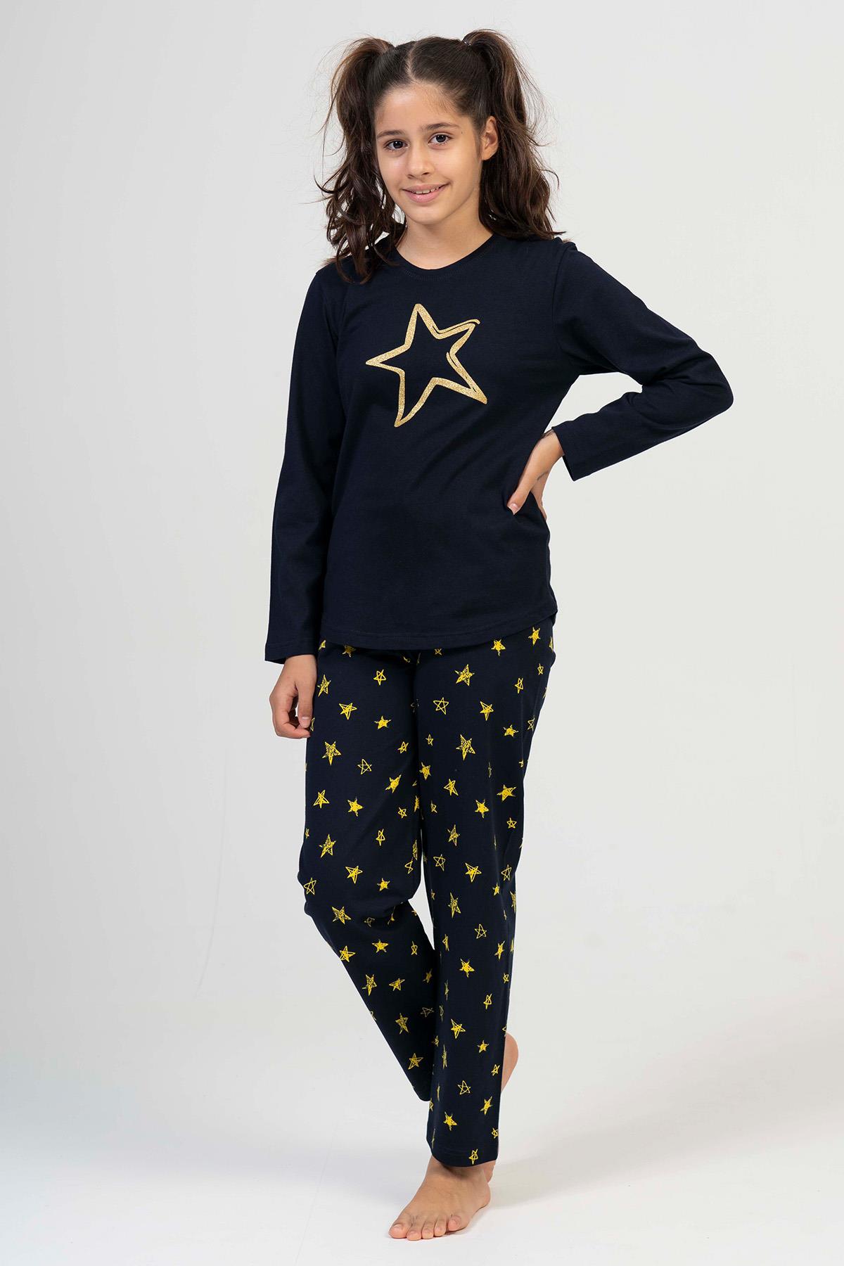 Espuar Genç Kız Yıldız Desenli Soft Uzun Kollu Pijama Takımı