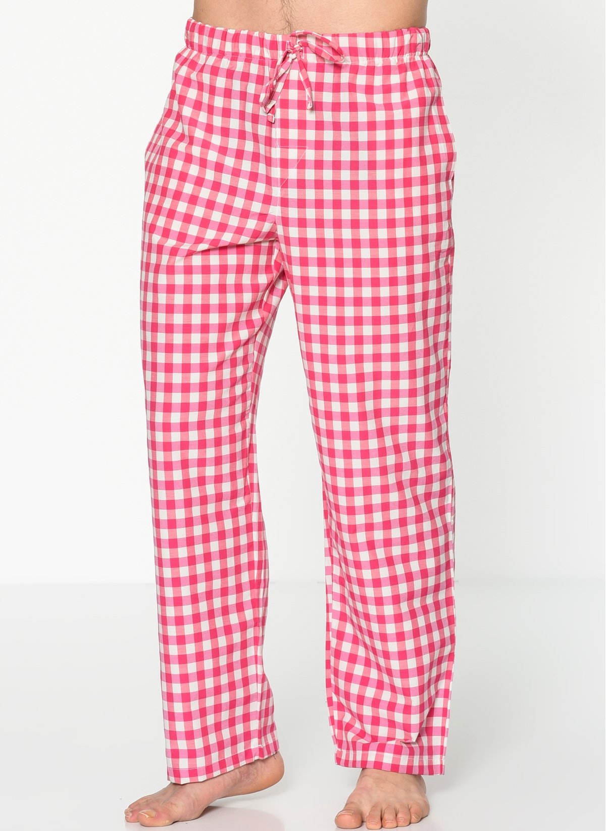 Herrmen Pembe beyaz kareli Pijama Pantolon
