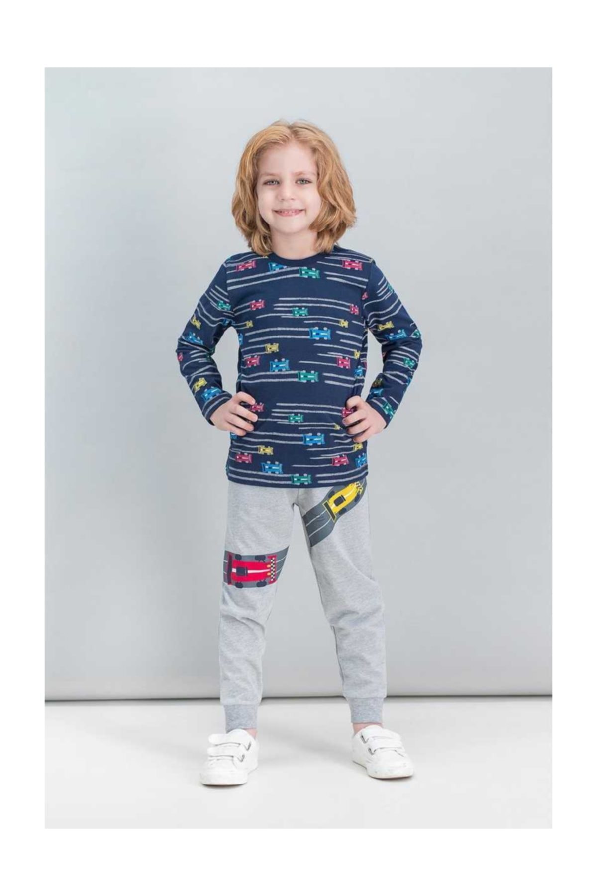 RolyPoly V1-Lacivert/V2-Saks Erkek Çocuk Pijama Takımı RP1544