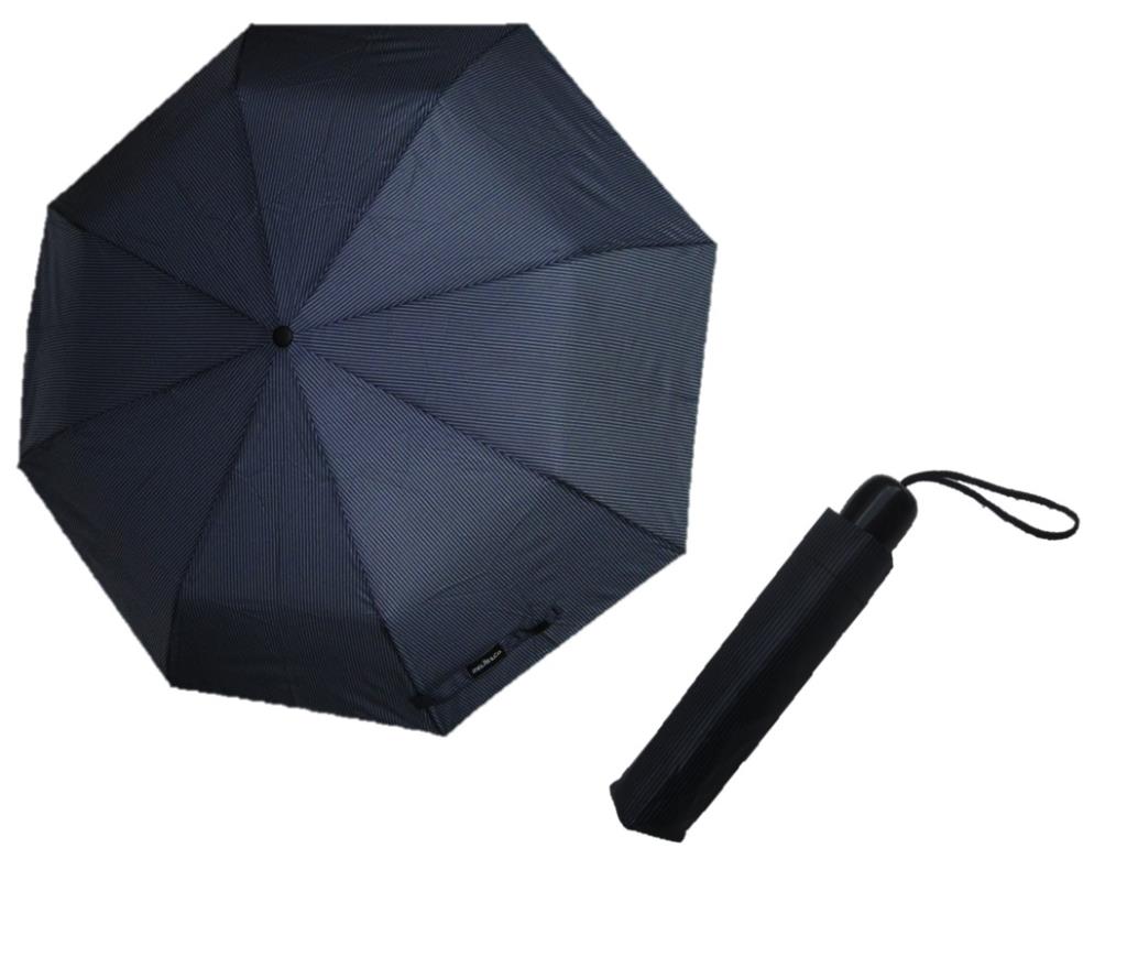Zeus&Co. Siyah Gri Çizgili Manuel Rüzgara Dayanıklı Şemsiye