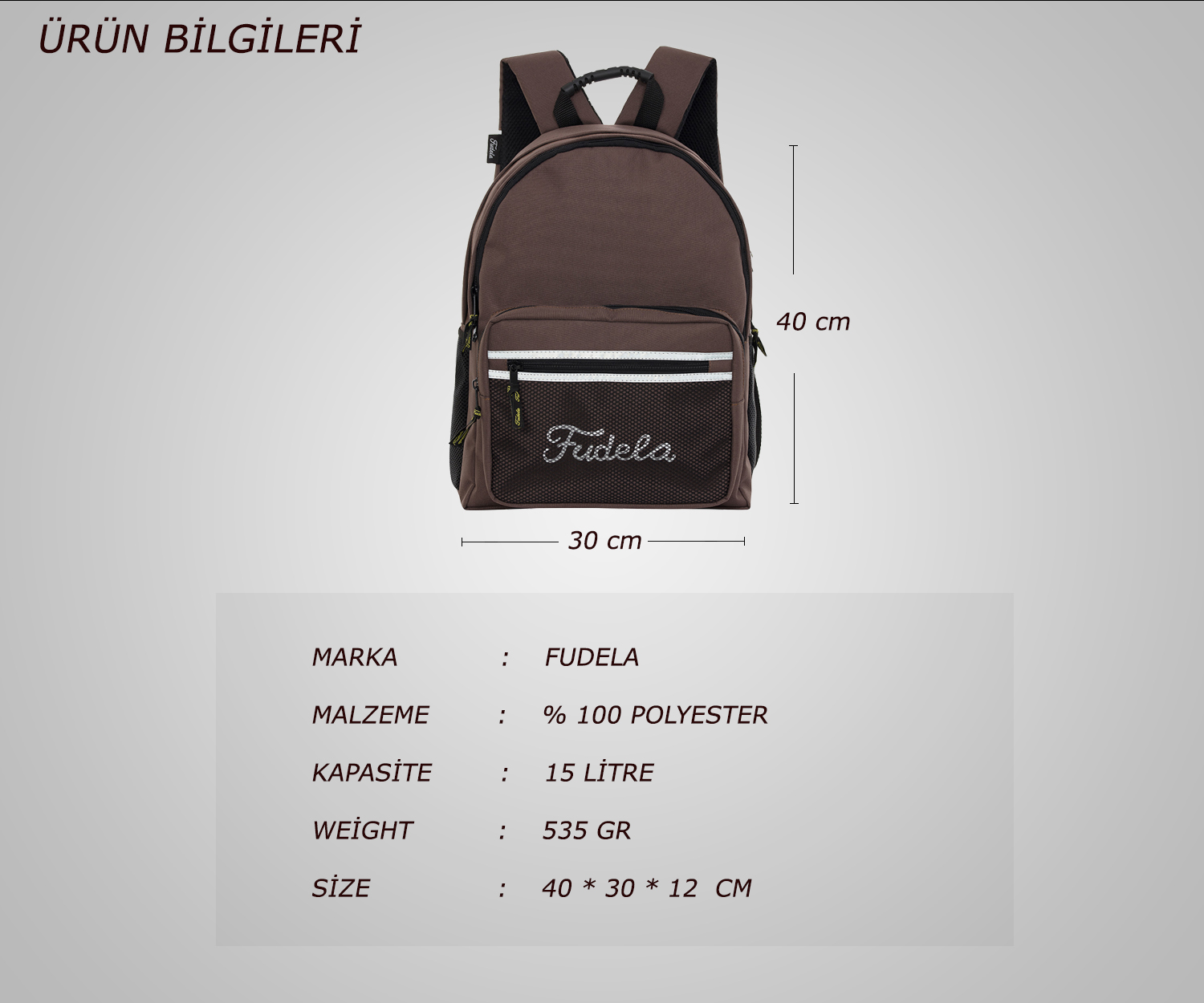 FUDELA Mesh Kahve Sırt Çantası 200086217 Flo