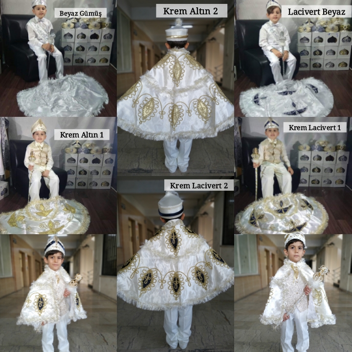 (4-10 Yaş) Farklı Renklerde Prens Model Pelerinli Sünnet Kıyafeti