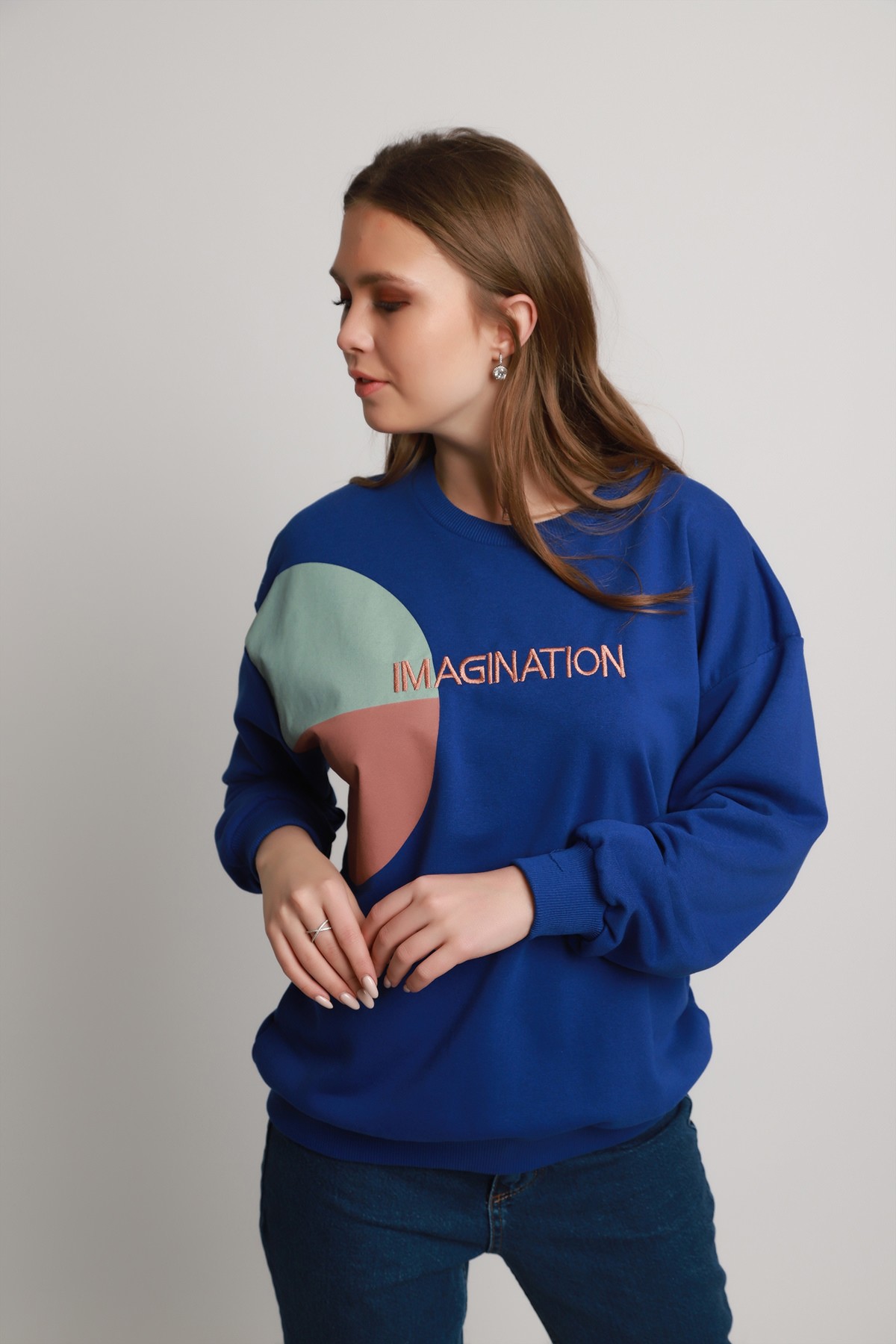 Manche Sweatshirt |  Kadın İndigo Sweatshirt