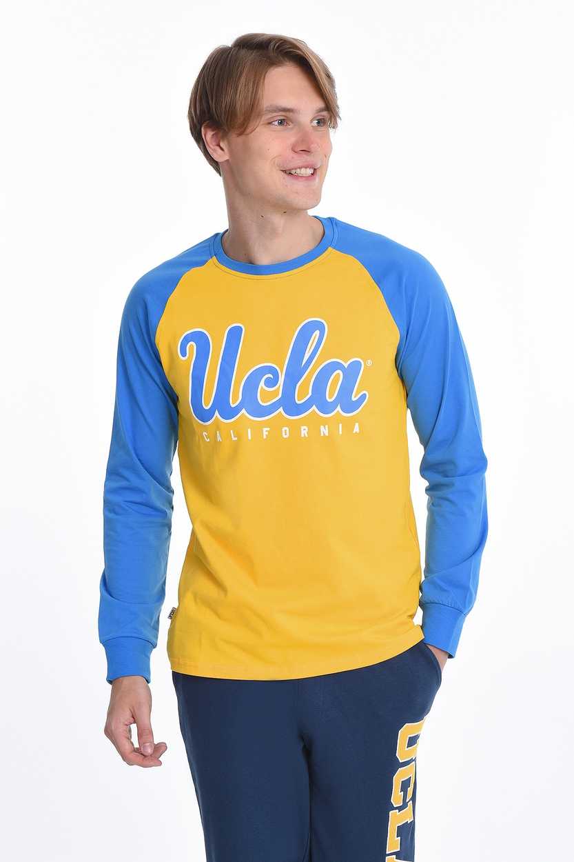 UCLA Sarı Bisiklet Yaka Baskılı Erkek Sweatshirt