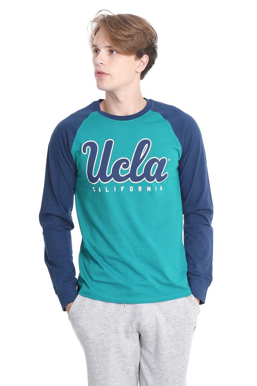 UCLA Yeşil Bisiklet Yaka Baskılı Erkek Sweatshirt