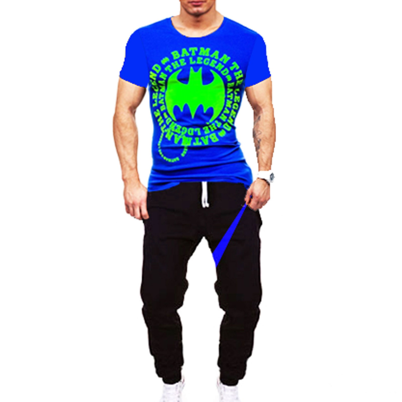 2 li Kombin -Batman Mavi Tişört Batman Mavi Spor Eşofman