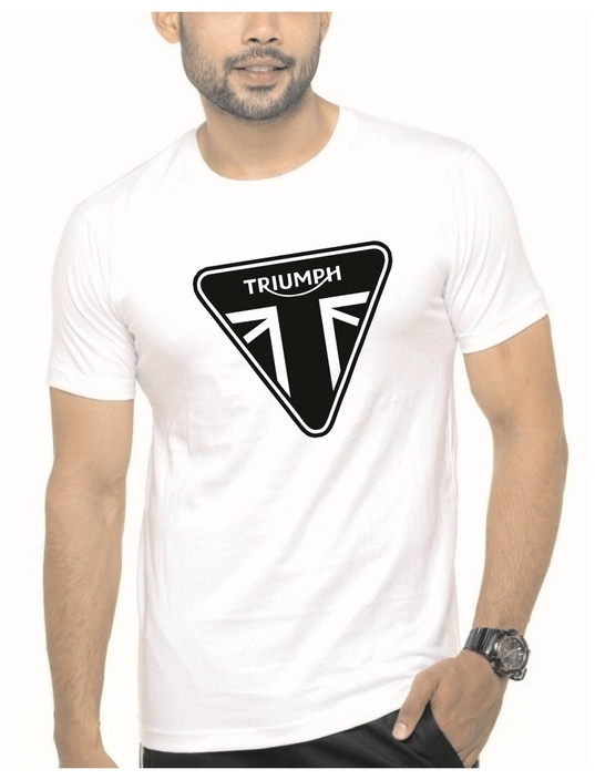 Erkek T-Shirt Triumph Baskılı/Yazılı Beyaz Renk %100 Pamuk