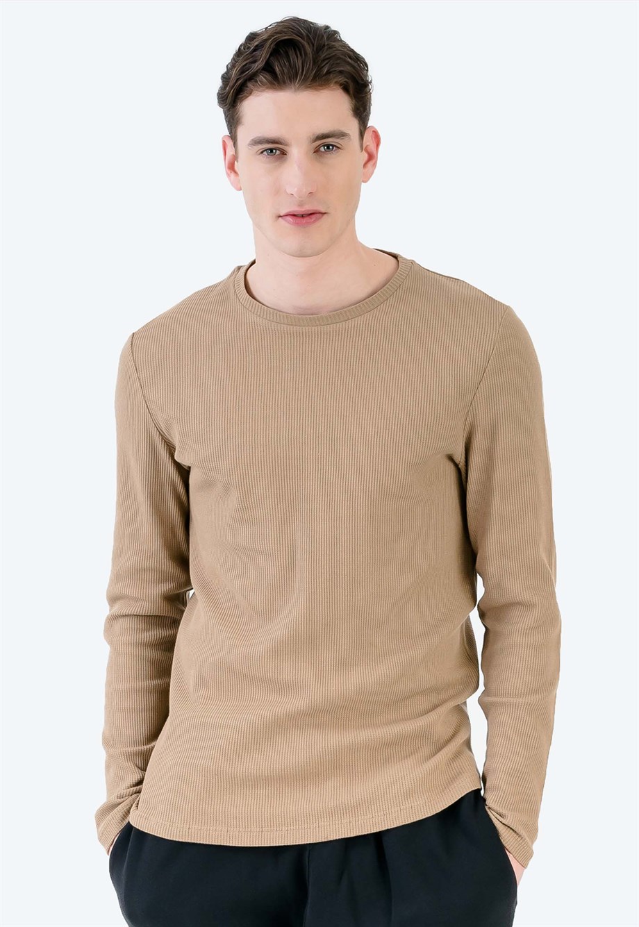 JAHR MARC Kahverengi Uzun Kollu Yazlık Slim Fit Erkek T-shirt