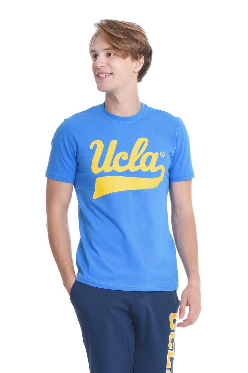 UCLA Mavi Bisiklet Yaka Baskılı Erkek T-shirt