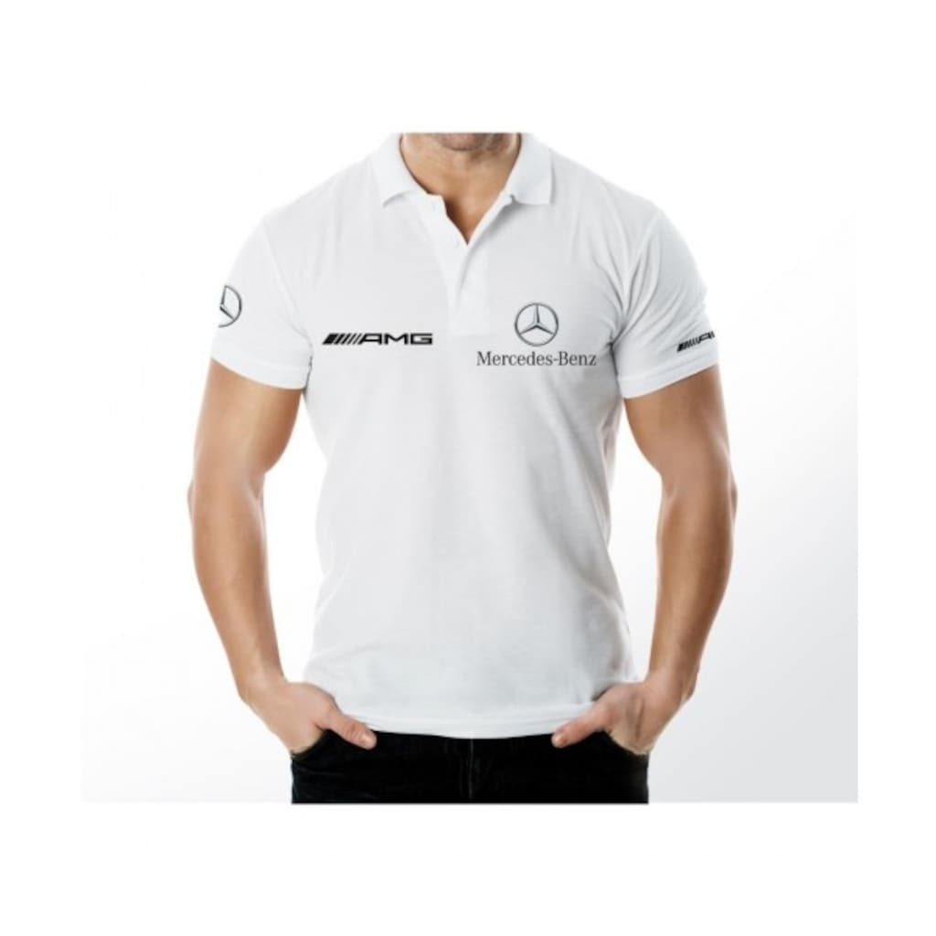 Zenbuy Mercedes AMG Polo Yaka Beyaz T-Shirt
