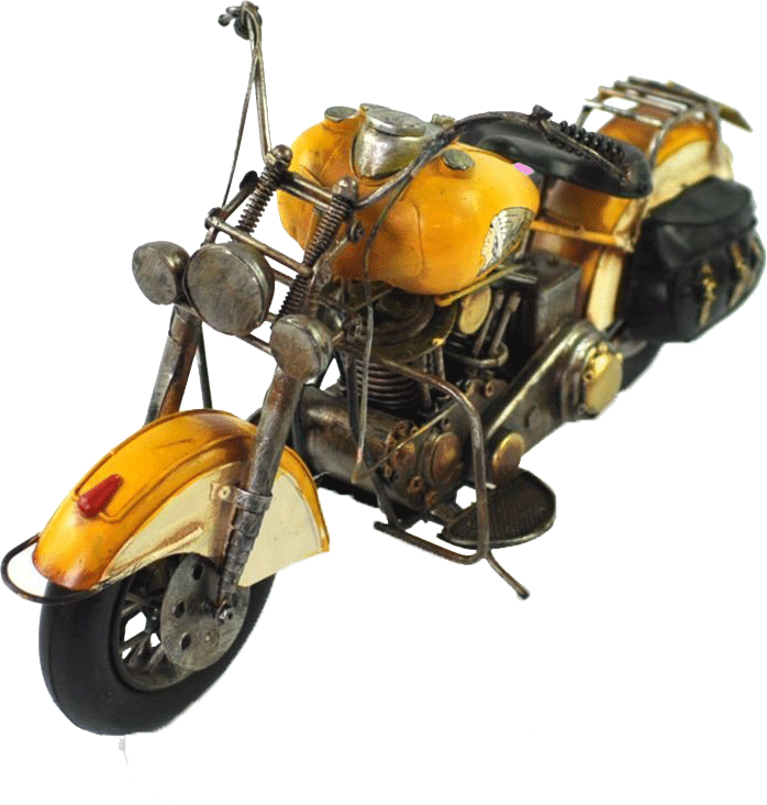 Misiny-Nostaljik Sarı Çantalı Metal Motosiklet Maketi
