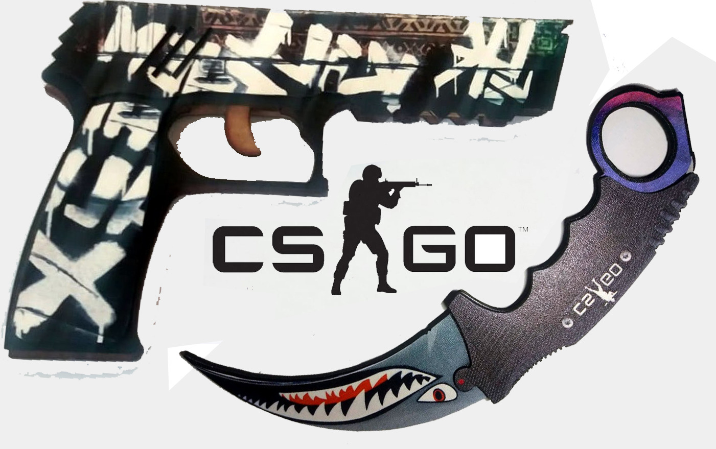 Ahşap Lastik Atan CS-GO Glock-18 | Köpek Balığı Karambit set 8