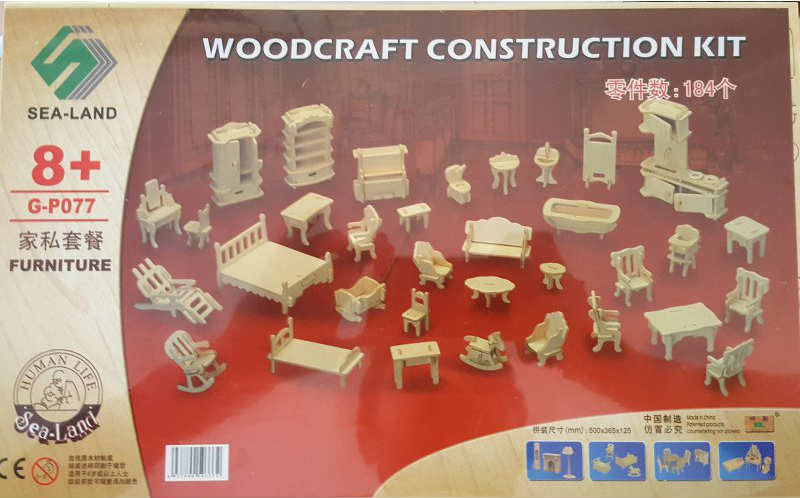 Woodcraft Minyatür Ahşap Ev Eşyaları Maketi 37 Parça