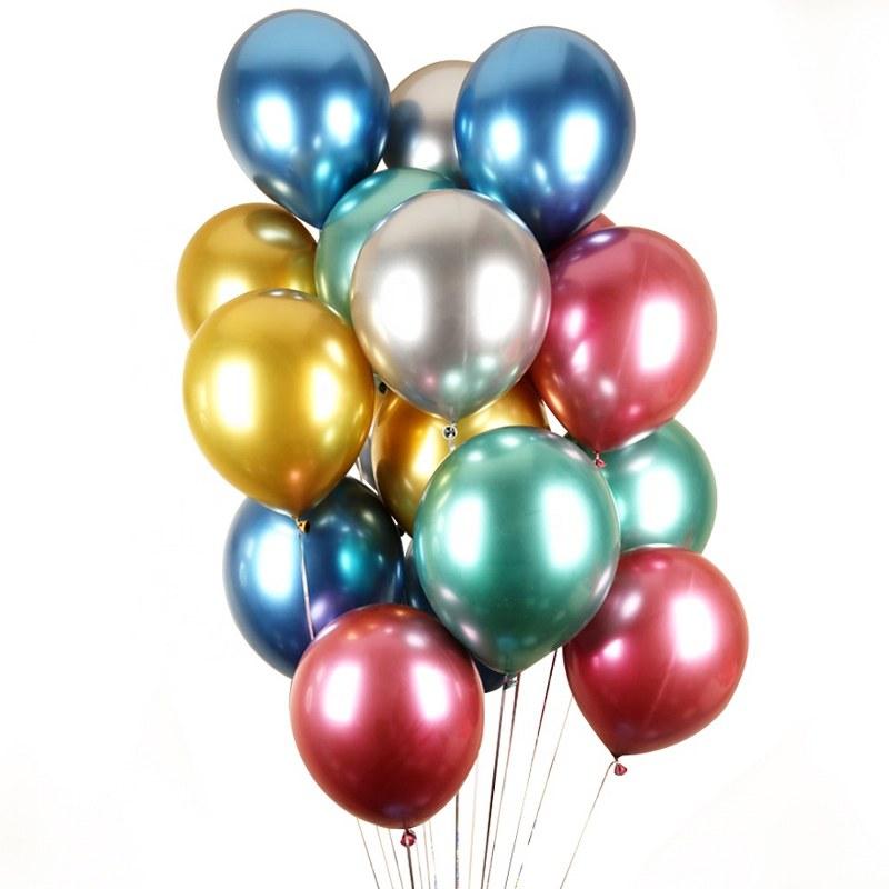 25 Adet - Parlak Krom Renkli Lateks Balon - Doğum Günü - Parti