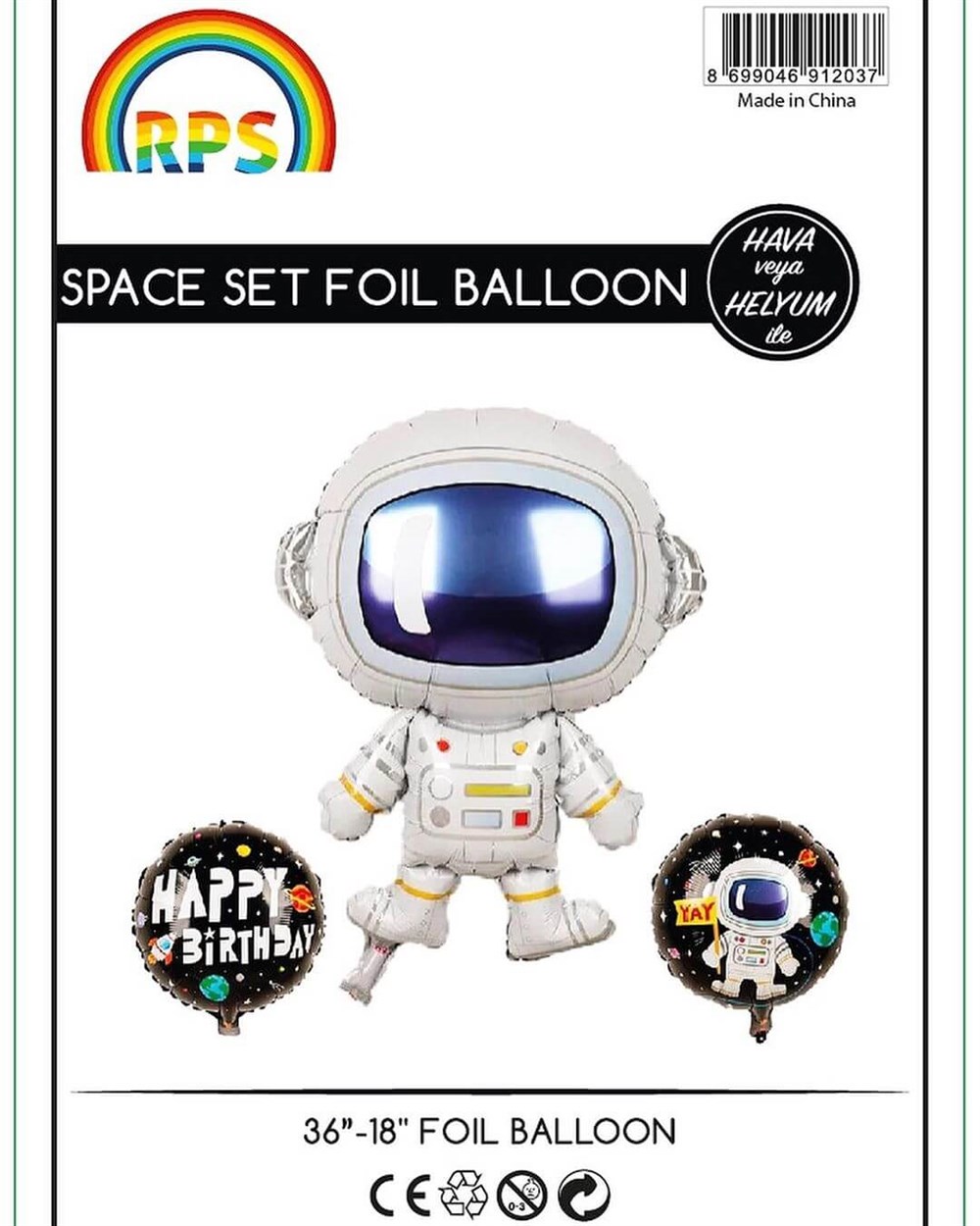 Astronot Folyo Balon Set 3 'lü