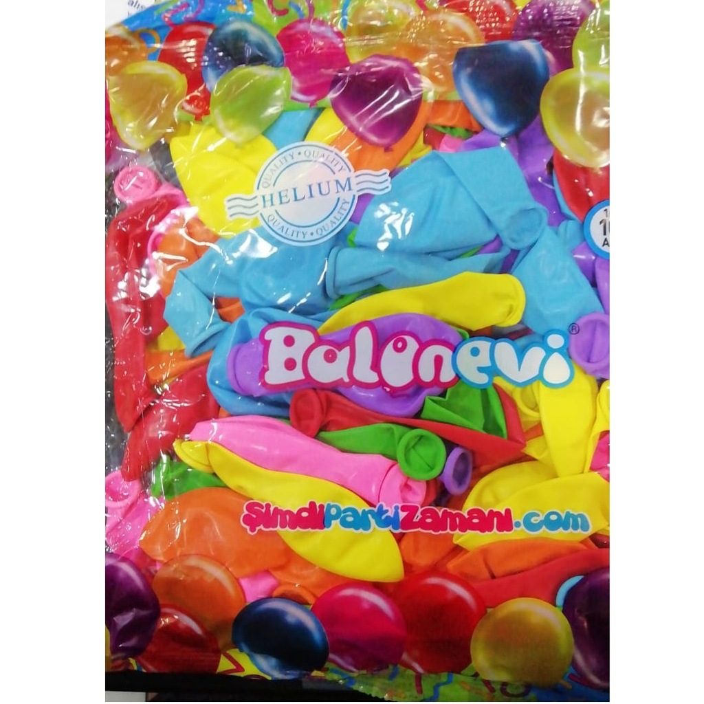 Balon Evi Karışık Renk Balon 10inch 100 Adet Balon