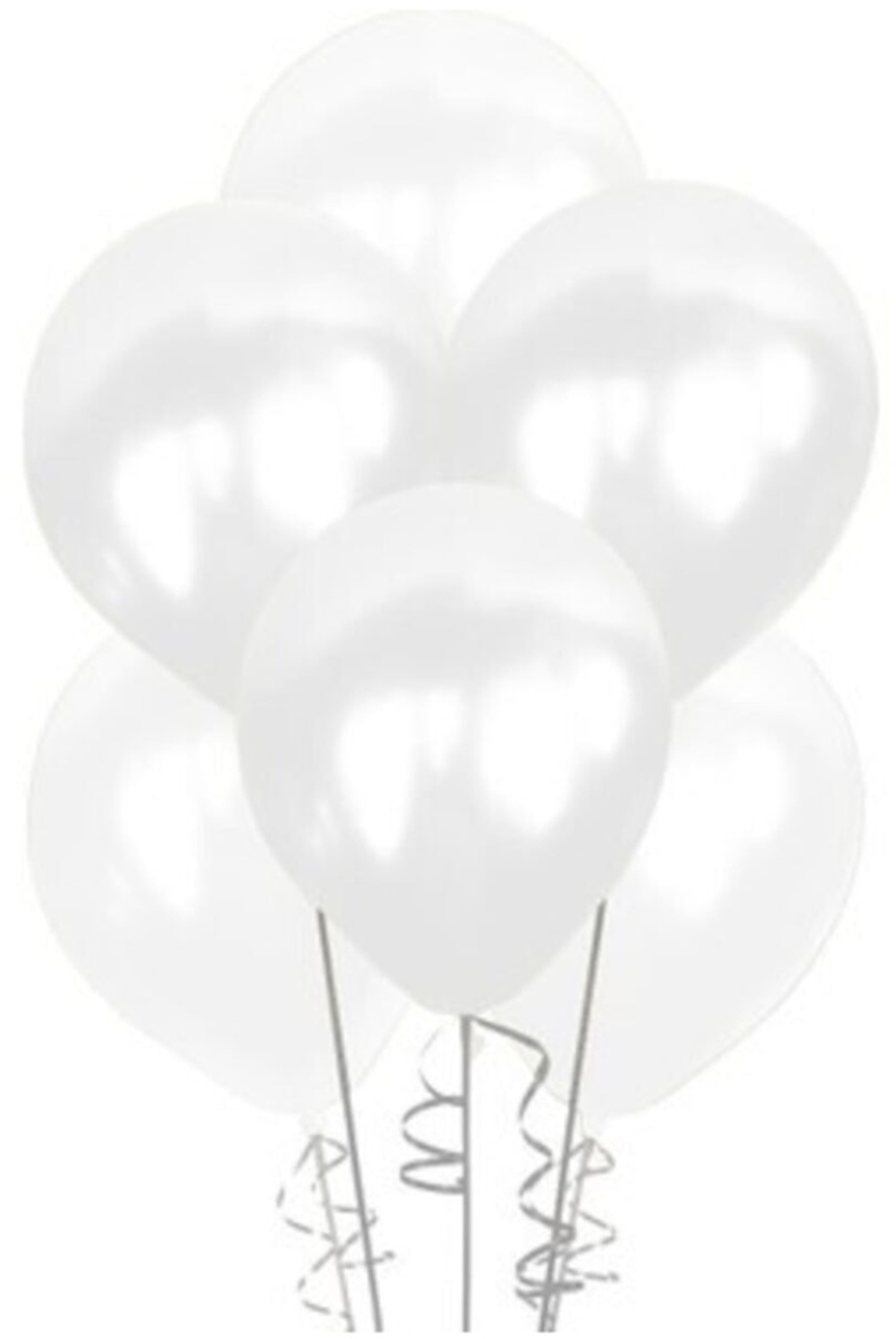 Renkli Parti Beyaz Metalik Balon 25 Adet