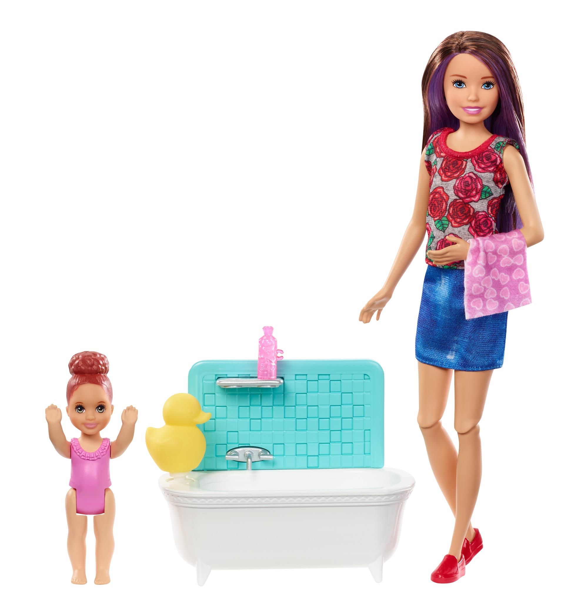 Barbie Bebek Bakıcısı Bebeği Minik Bebekler ve Banyo Aksesuarları