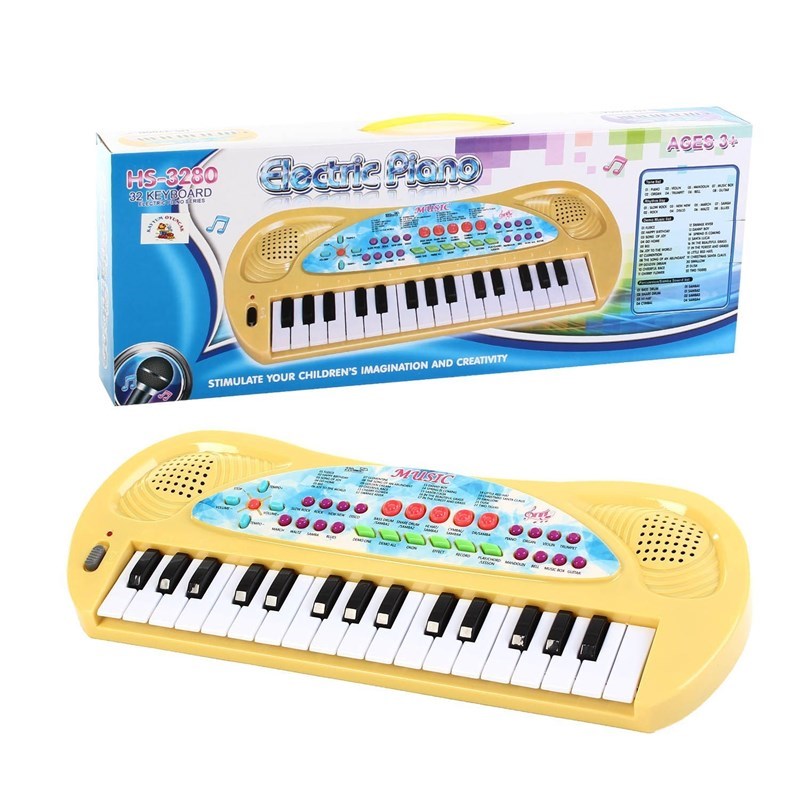 Eğitici Oyuncak Müzik Aleti Pilli 32 Tuşlu Mikrofonlu Org Piyano