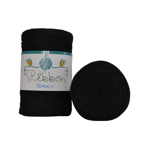 Ribbon Yarn Örgü İpliği Siyah Pamuklu Bead Yarn