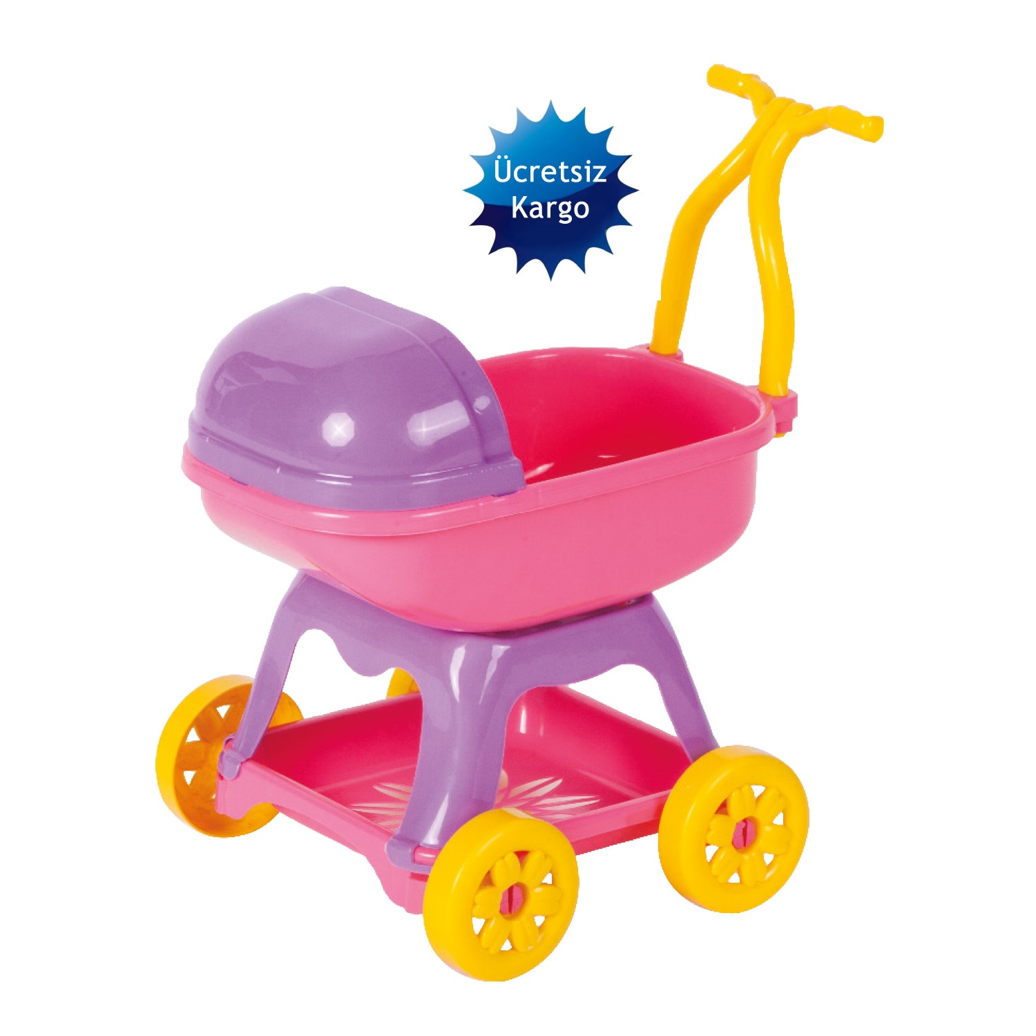 Oyuncak Bebek Arabası Puset Kız Çocuk Oyuncağı Bebek Puseti 41 CM