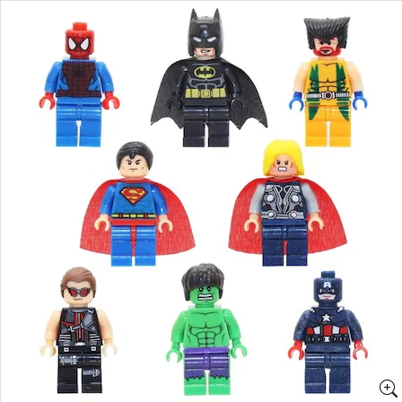 MARVEL LEGO 8 ADET SPİDERMAN SUPERMAN BATMAN THOR HULK 11.11 ÖZL