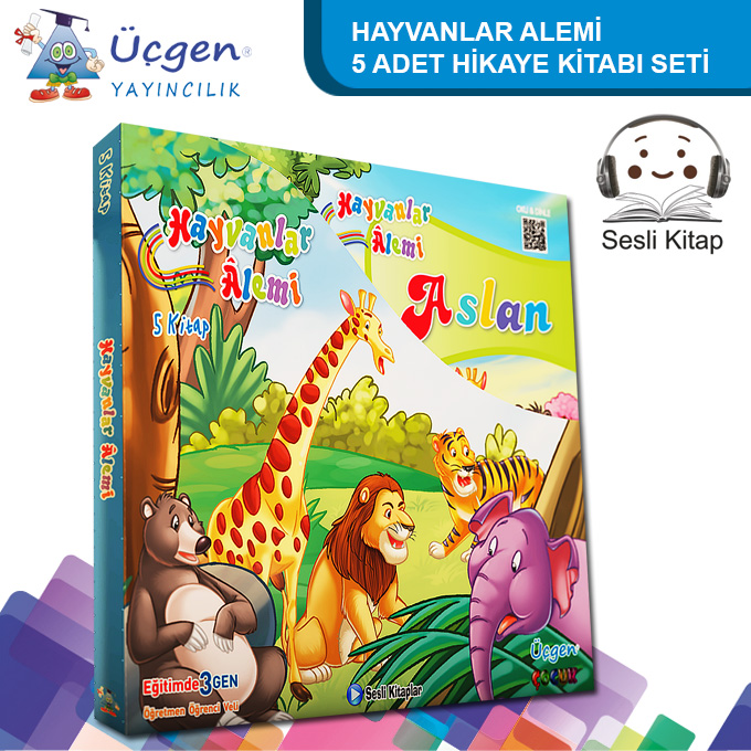 ÜÇGEN YAYINCILIK HAYVANLAR ALEMİ 5 ADET SESLİ HİKAYE KİTABI SETİ