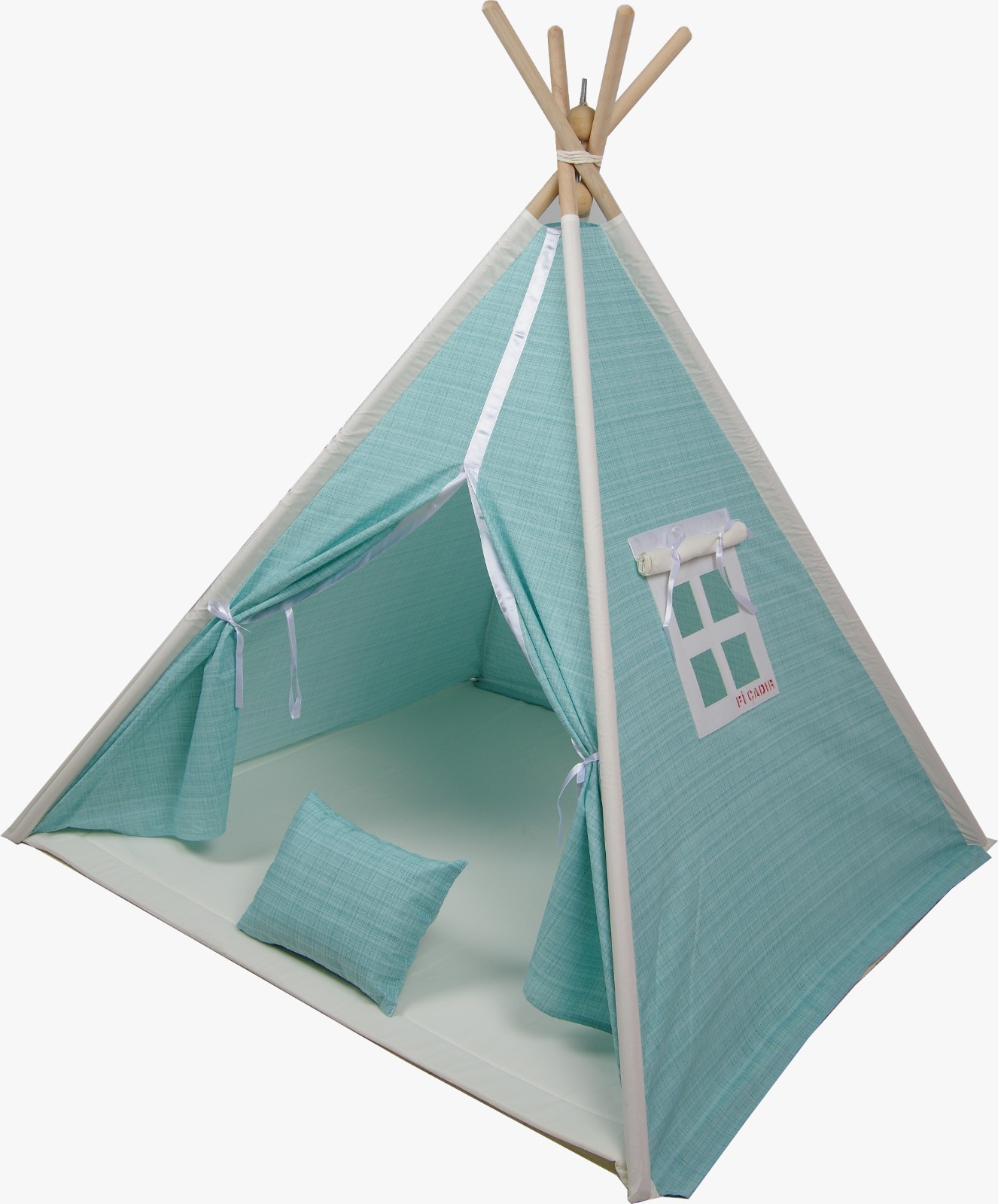 Fi Çadır Premium Oyun Çadırı Ahşap İskeletli Pamuklu Kumaş Çağla