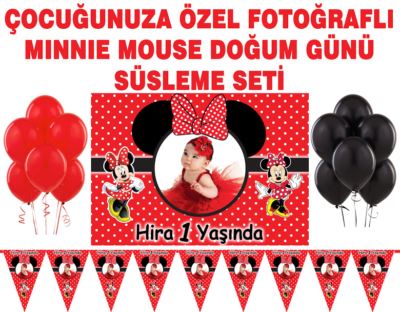 Minnie Mouse Kırmızı Doğum Günü  Parti Süsleme Seti