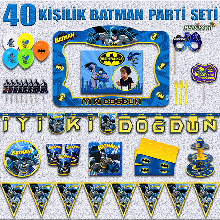 Batman Doğum Günü Parti Malzemeleri Seti Betmen Kişiye Özel