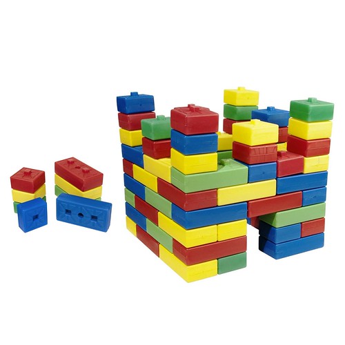 Plastik Oyuncak Blok Renkli Tuğla 80 Parça