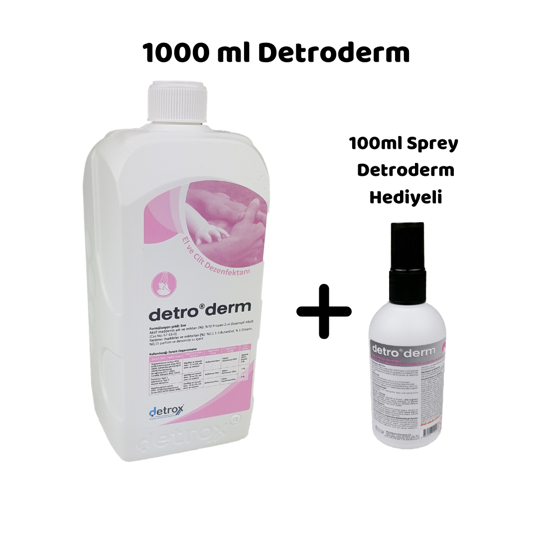 Detrox Detroderm  El Dezenfektanı 1000ml (Pompasız) + 100ml Sprey